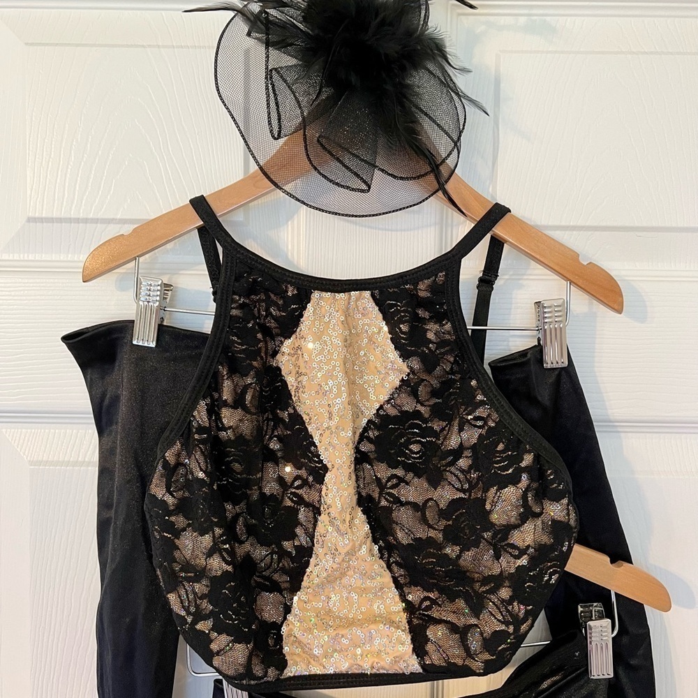 Pumpers Black Lace Jazz Dance Costume Adult M Musical Theatre Cabaret Solo - Picture 16 of 17